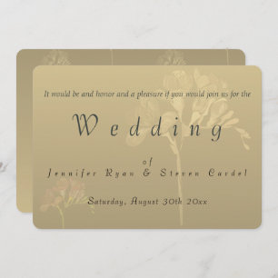  Golden Veiled Fresia Wedding Invitations