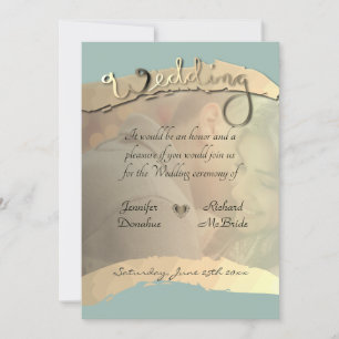 Golden Veiled Portrait Wedding Invitation