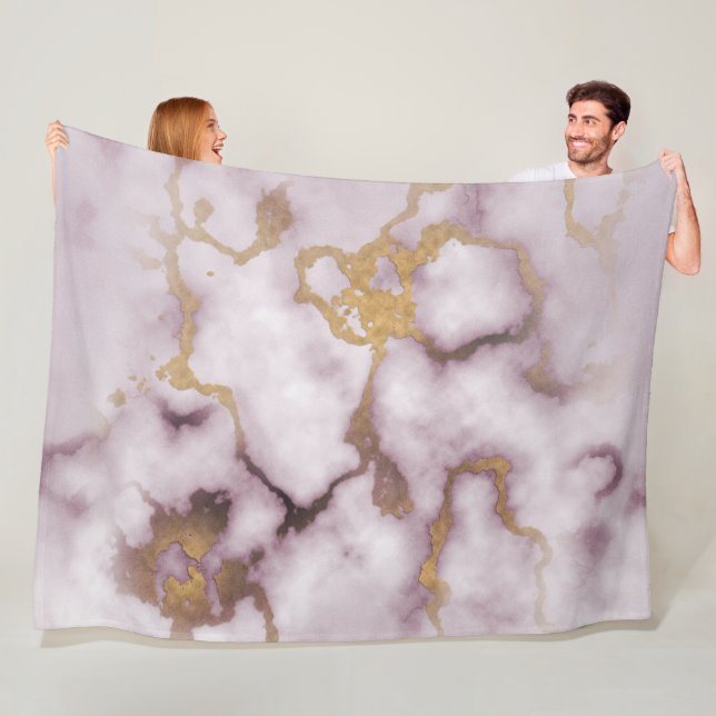 Golden Vein Marble  Blush Aura Fleece Blanket (In Situ)