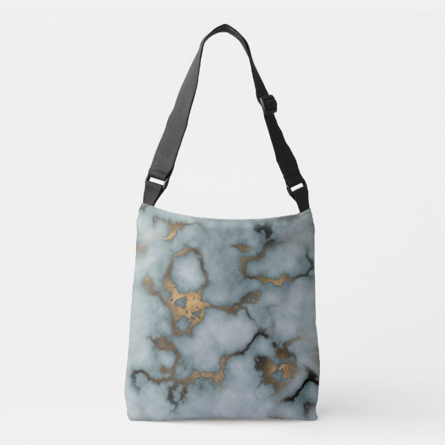 Golden Vein Marble Ocean Mist Crossbody Bags (Front)