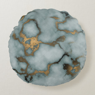 Golden Vein Marble  Ocean Mist Throw Pillows