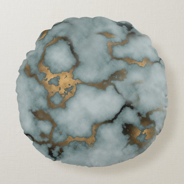 Golden Vein Marble  Ocean Mist Throw Pillows (Front)