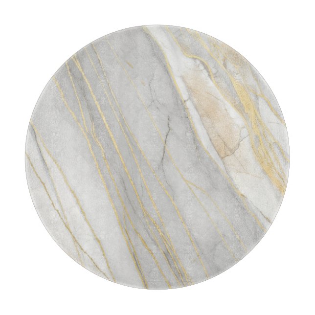 Golden Veined Carrara Marble Texture Cutting Board (Front)