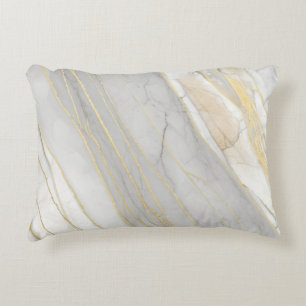 Golden Veined Carrara Marble Texture Decorative Cushion