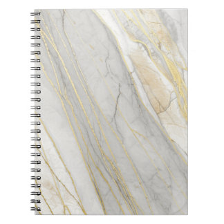 Golden Veined Carrara Marble Texture Notebook
