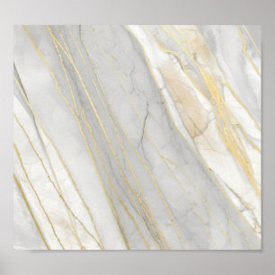 Golden Veined Carrara Marble Texture Poster
