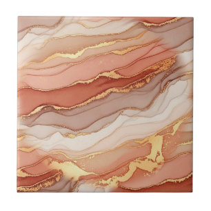 Golden Veined Sienna Marble Luxury Art Ceramic Tile