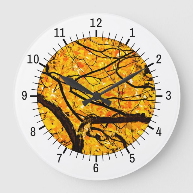 Golden Veins Of Autumn Large Clock (Front)