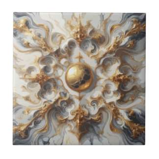 Golden Veins of Opulence Calacatta Gold Marble Ceramic Tile