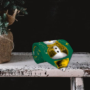 Golden Velvet Snowman Christmas Tie