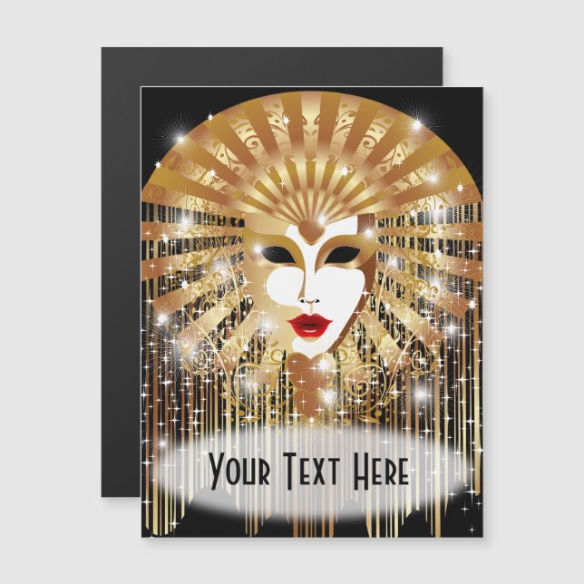 Golden Venice Carnival Party Mask (Front/Back)