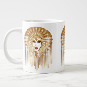 Golden Venice Carnival Party Mask Large Coffee Mug
