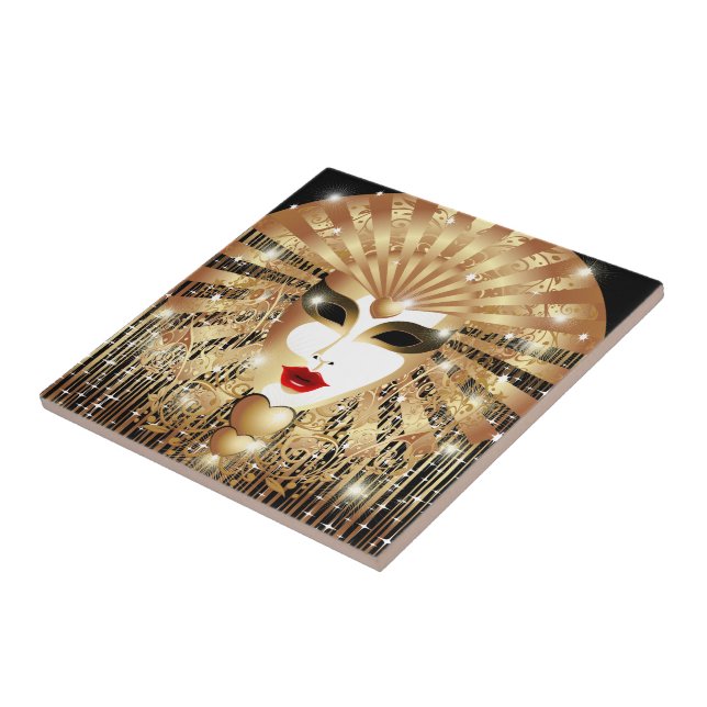 Golden Venice Carnival Party Mask Tile (Side)