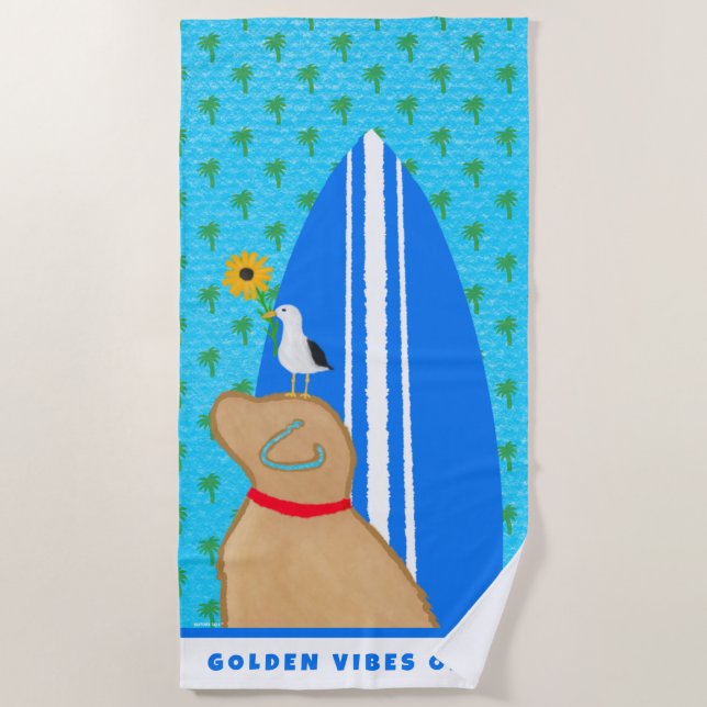 Golden Vibes Only Beach Towel (Front)