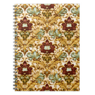 Golden Victorian Floral Damask with Sage Notebook