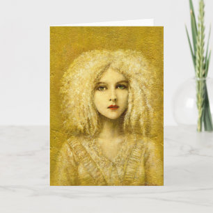 Golden Victorian Gothic Girl Greetings Card