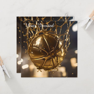 "Golden Victory: Netball Caught in a Gleaming Net" Invitation