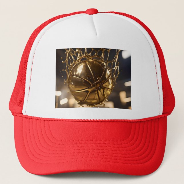 Golden Victory: Netball Caught in a Gleaming Net" Trucker Hat (Front)