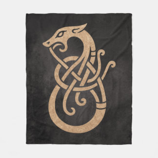 Golden Viking Serpent Knot Symbol Fleece Blanket