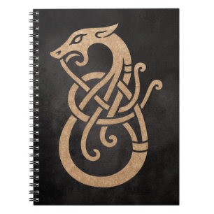 Golden Viking Serpent Knot Symbol Notebook