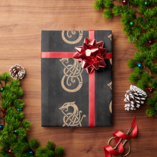 Golden Viking Serpent Knot Symbol Wrapping Paper