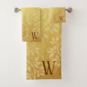 Golden Vine Monogram Bath Towel Set
