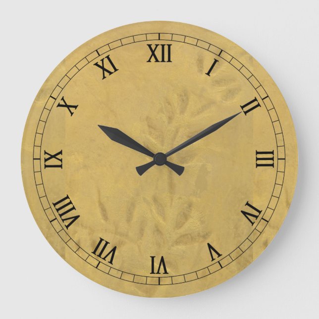 Golden Vine Roman Numerals Large Clock (Front)