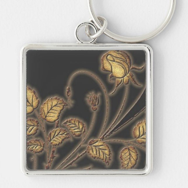Golden Vines Floral Key Chain (Front)