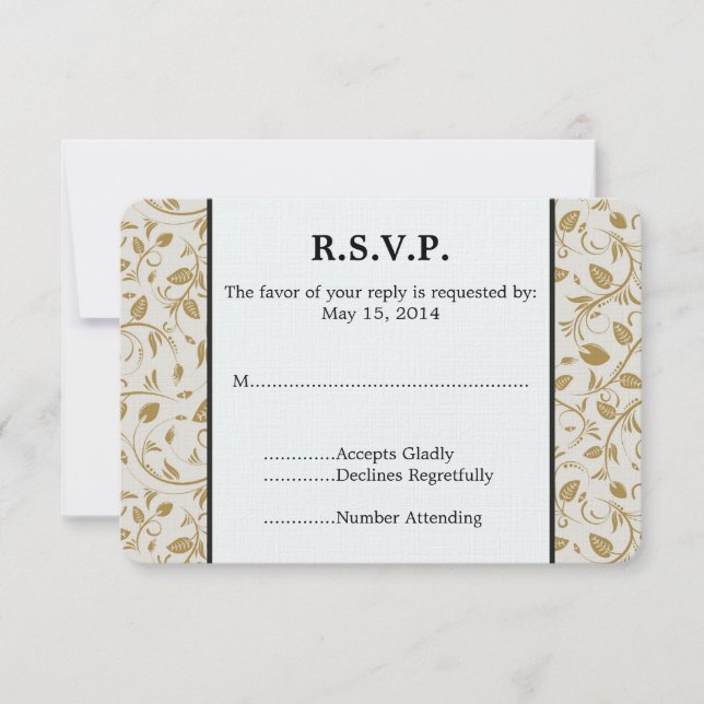 Golden Vines Wedding RSVP Card (Front)
