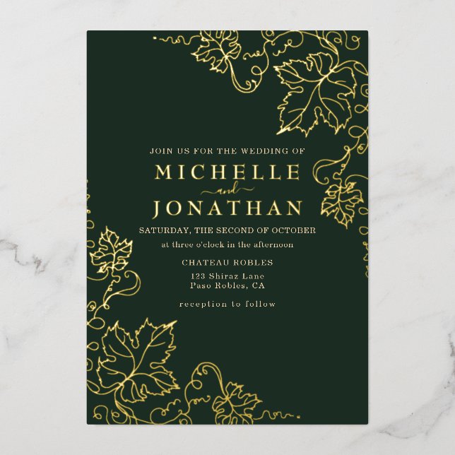 Golden Vineyard Green Real Foil Wedding (Front)