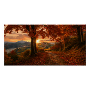 Golden Vineyard Path – Piedmont Landscape Poster