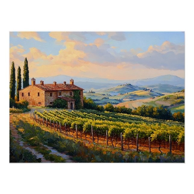 Golden Vineyards of Tuscany: A Rustic Countryside  Poster (Front)