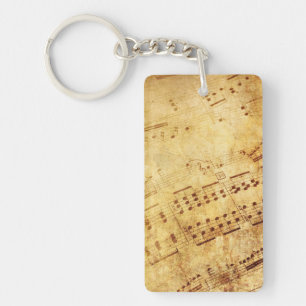 Golden Vintage Antique Sheet Music Score Sheet Key Ring