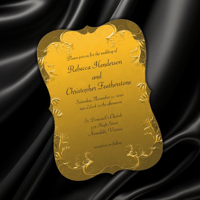 Golden Vintage Elegance Curved Wedding Invitation (Creator Uploaded)