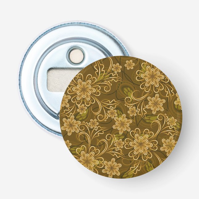 Golden vintage floral pattern bottle opener (Front)