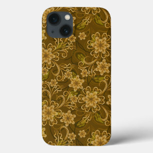 Golden vintage floral pattern iPhone 13 case