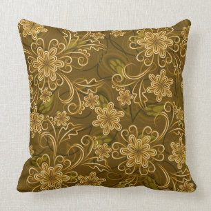 Golden vintage floral pattern cushion
