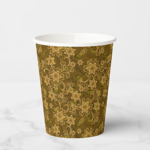Golden vintage floral pattern paper cups