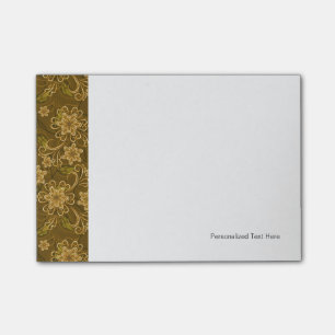 Golden vintage floral pattern post-it notes