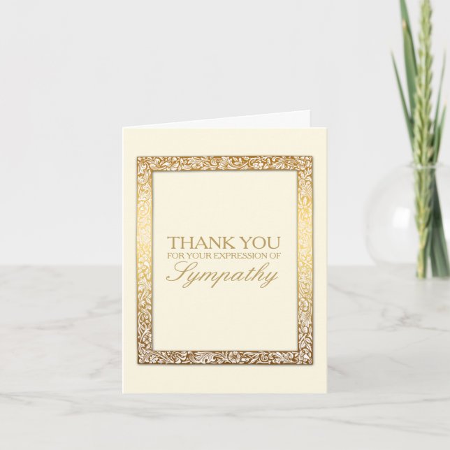 Golden Vintage Frame Sympathy Thank You Card (Front)