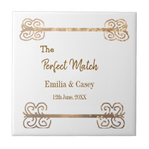 Golden vintage glitter the perfect match couple na ceramic tile