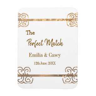 Golden vintage glitter the perfect match couple na magnet