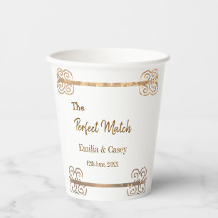 Golden vintage glitter the perfect match couple na paper cups