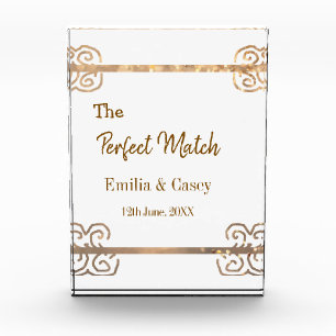 Golden vintage glitter the perfect match couple na photo block