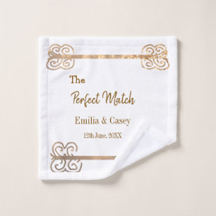 Golden vintage glitter the perfect match couple na wash cloth