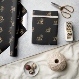 Golden Vintage Letter - VIP with Crown 8 Wrapping Paper