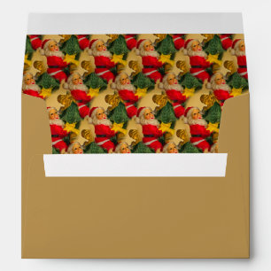 Golden Vintage Santas Climbing Christmas Tree Envelope