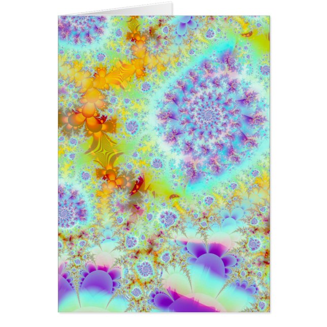 Golden Violet Sea Shells, Abstract Fractal Ocean (Front)