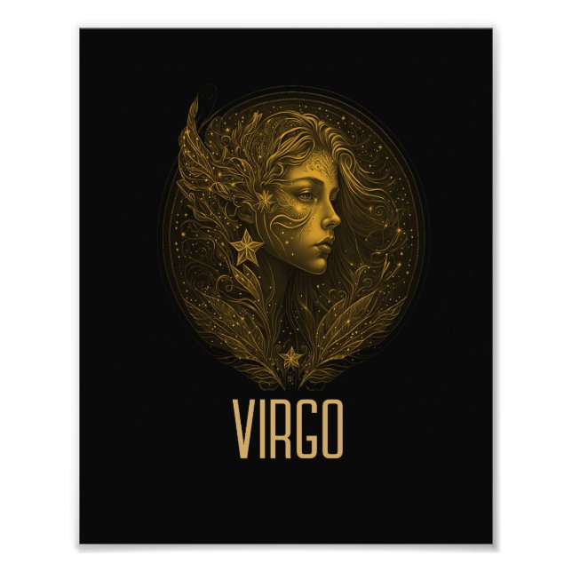 Golden Virgo classic zodiac sign black (Front)