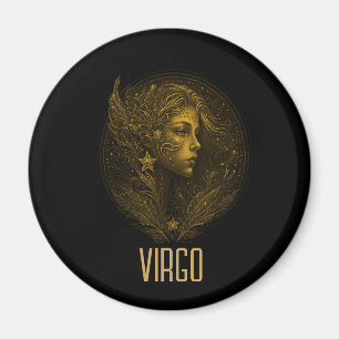 Golden Virgo classic zodiac sign black Magnet